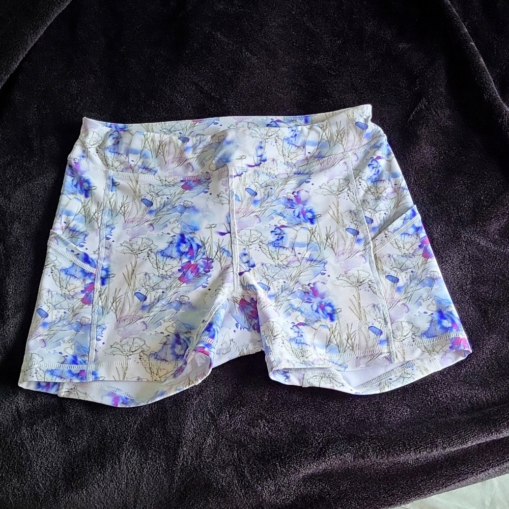 Watercolor floral workout shorts